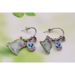 Willabee and Ward April Easter Bunny Egg Charm Hoop Earrings Enamel Accents